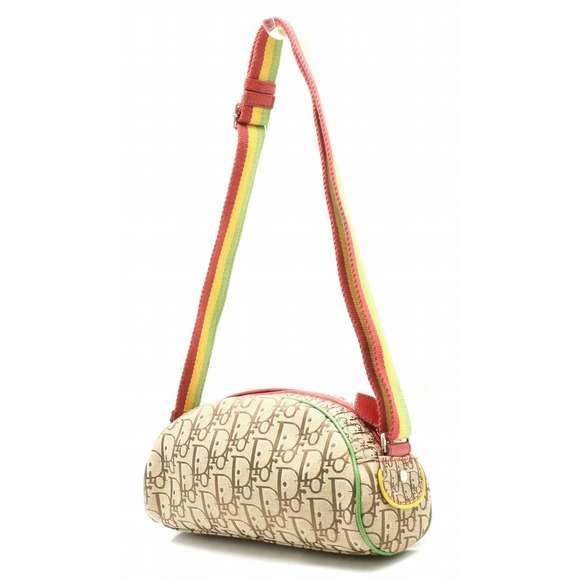 Dior Handbags - Dior Rasta Christian Trotter Khaki Bag  Leather Shoulder Red Beige